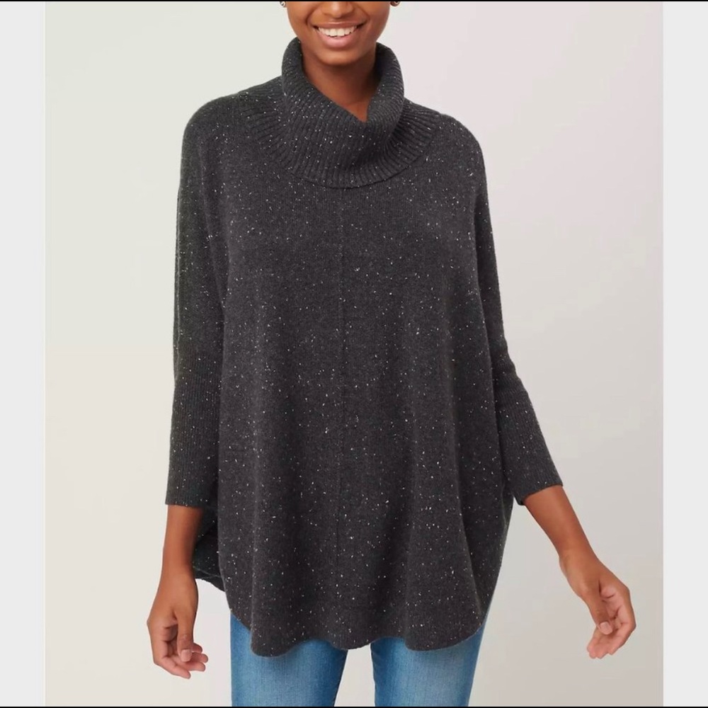 LOFT Plus Poncho Grey Flecked Sweater